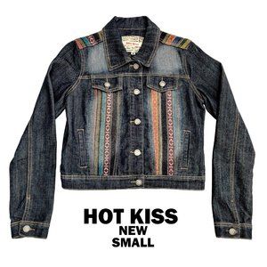 NEW HOT KISS Boho Festival Denim Jean Jacket Med